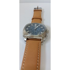 VINTAGE Mondia ανδρικό ρολόι με ασημένιο καντράν και ταμπά δερμάτινο λουράκι (VIN67 - 1-577-3)